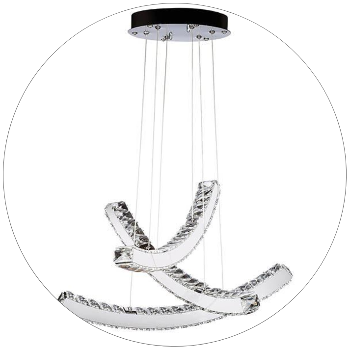 لوستر سقفی کریستالی طرح کمان کد00330 - خرید بهترین کیفیت و قیمت در فروشگاه فروشگاه روشنایی دلوری