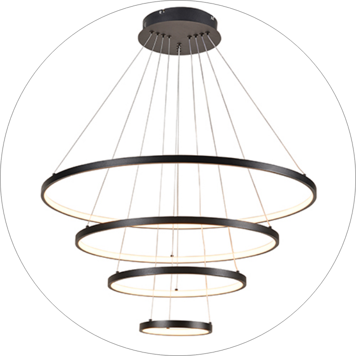 لوستر مدرن حلقه ای4 طبقه ایی30*50*70*90کد0080 - خرید بهترین کیفیت و قیمت در فروشگاه فروشگاه روشنایی دلوری