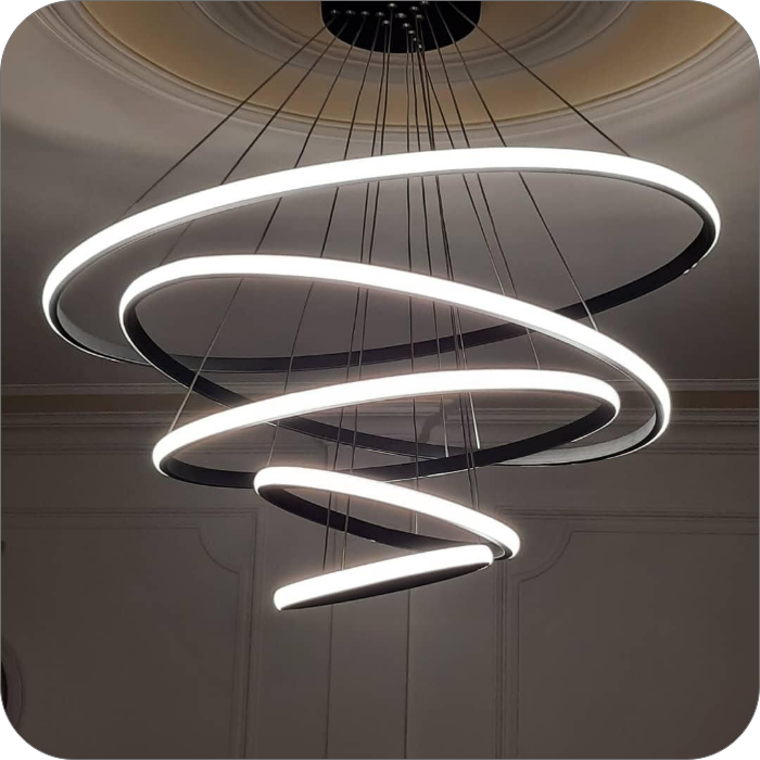 لوستر مدرن سقفی حلقه ای 5 طبقه کد 000136 - خرید بهترین کیفیت و قیمت در فروشگاه فروشگاه روشنایی دلوری