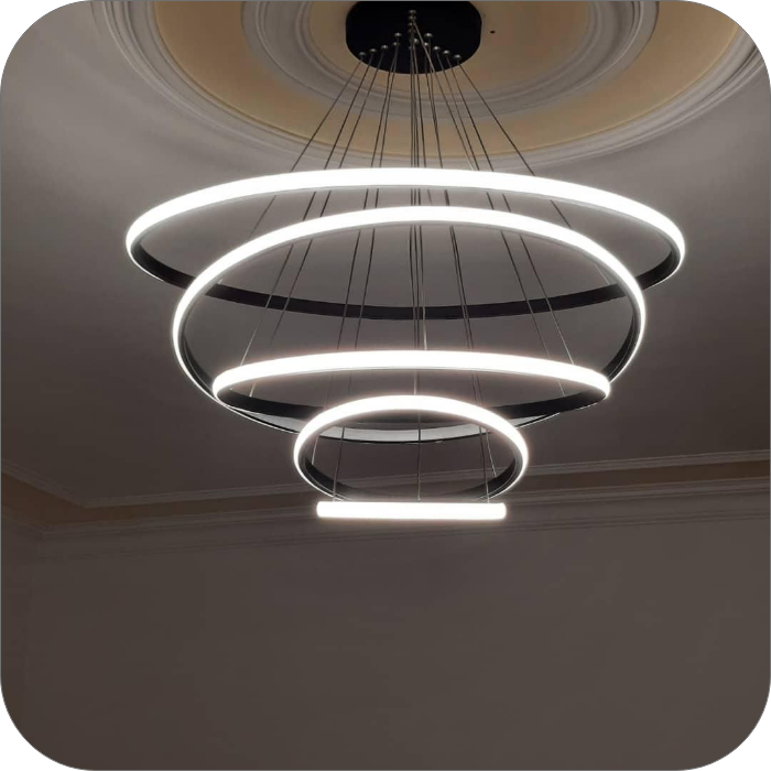 لوستر مدرن سقفی حلقه ای 5 طبقه کد 000136 - خرید بهترین کیفیت و قیمت در فروشگاه فروشگاه روشنایی دلوری