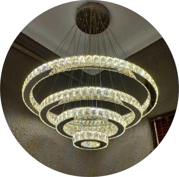 لوستر سقفی کریستالی حلقه ای4طبقه کد00268 - خرید بهترین کیفیت و قیمت در فروشگاه فروشگاه روشنایی دلوری